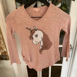 Poof Girl Pink Sequins & Glitter Unicorn Shirt LS S